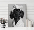 Load image into Gallery viewer, Black Goldendoodle Bathroom Canvas – Luxurious Bath Decor for Dog Lovers