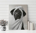 Load image into Gallery viewer, Custom Dog ArtBlack Lab Puppy Spa Canvas – Adorable Bath Decor for Dog Lovers