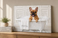 Load image into Gallery viewer, Charlie Bear Bubble Bath canvas resting on a console table in a home vignette.