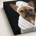 Load image into Gallery viewer, Close-up of the matte canvas texture on the Charlie Bear Spa Day portrait.