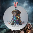 Load image into Gallery viewer, Custom Dog ArtChocolate Lab Puppy Christmas Ornament | Personalized