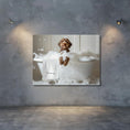 Load image into Gallery viewer, #shop_name Chocolate Labradoodle Bliss: Luxurious Bubble Bath Art Print for Home Decor | CustomDogArt.com | 2024