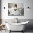 Load image into Gallery viewer, #shop_name Chocolate Labradoodle Bliss: Luxurious Bubble Bath Art Print for Home Decor | CustomDogArt.com | 2024