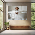 Load image into Gallery viewer, #shop_name Chocolate Labradoodle Bliss: Luxurious Bubble Bath Art Print for Home Decor | CustomDogArt.com | 2024