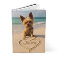 Load image into Gallery viewer, Custom Dog ArtCustom Dog Portrait Journal | Name in Sand | Personalized Matte Hardcover Notebook | Inspirational Manifestation Diary Gift for Dog Lovers