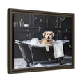 Load image into Gallery viewer, Custom Dog ArtDog Bath Time Framed Art, Pet Lovers Decor, Fun Home Wall Art, Dog Owner Gift, Bubble Bath Canvas, Pet Bathroom Art