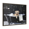 Load image into Gallery viewer, Custom Dog ArtDog Bath Time Framed Art, Pet Lovers Decor, Fun Home Wall Art, Dog Owner Gift, Bubble Bath Canvas, Pet Bathroom Art