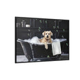 Load image into Gallery viewer, Custom Dog ArtDog Bath Time Framed Art, Pet Lovers Decor, Fun Home Wall Art, Dog Owner Gift, Bubble Bath Canvas, Pet Bathroom Art