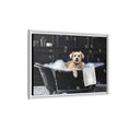 Load image into Gallery viewer, Custom Dog ArtDog Bath Time Framed Art, Pet Lovers Decor, Fun Home Wall Art, Dog Owner Gift, Bubble Bath Canvas, Pet Bathroom Art