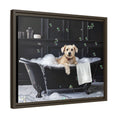 Load image into Gallery viewer, Custom Dog ArtDog Bath Time Framed Art, Pet Lovers Decor, Fun Home Wall Art, Dog Owner Gift, Bubble Bath Canvas, Pet Bathroom Art