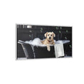 Load image into Gallery viewer, Custom Dog ArtDog Bath Time Framed Art, Pet Lovers Decor, Fun Home Wall Art, Dog Owner Gift, Bubble Bath Canvas, Pet Bathroom Art