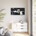 Load image into Gallery viewer, Custom Dog ArtDog Bath Time Framed Art, Pet Lovers Decor, Fun Home Wall Art, Dog Owner Gift, Bubble Bath Canvas, Pet Bathroom Art