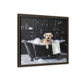 Load image into Gallery viewer, Custom Dog ArtDog Bath Time Framed Art, Pet Lovers Decor, Fun Home Wall Art, Dog Owner Gift, Bubble Bath Canvas, Pet Bathroom Art