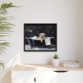 Load image into Gallery viewer, Custom Dog ArtDog Bath Time Framed Art, Pet Lovers Decor, Fun Home Wall Art, Dog Owner Gift, Bubble Bath Canvas, Pet Bathroom Art