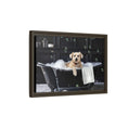 Load image into Gallery viewer, Custom Dog ArtDog Bath Time Framed Art, Pet Lovers Decor, Fun Home Wall Art, Dog Owner Gift, Bubble Bath Canvas, Pet Bathroom Art