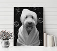 Load image into Gallery viewer, Custom Dog ArtGoldendoodle Spa Art Black and White Print – Adorable Dog Wall Decor, Bath Time Funny Dog Poster, Grooming Gift, Cute Goldendoodle Gift for Dog Lovers