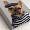 Load image into Gallery viewer, Close-up of the matte canvas texture on the Parisian Charlie Bear art.