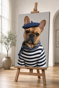 Load image into Gallery viewer, Parisian Charlie Bear French Bulldog canvas displayed on a wooden easel.