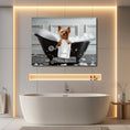 Load image into Gallery viewer, Custom canvas print of Yorkshire Terrier in beatuful bathtub filled with bubbles, personalized