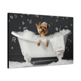 Load image into Gallery viewer, Adorable Yorkshire Terrier in bubble bath - personalized canvas