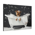 Load image into Gallery viewer, Custom Dog Art - Yorkie in Bubble Bath Art - Personalized Yorkie Bath Print on Canvas