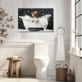 Load image into Gallery viewer, Customizable canvas print of Yorkshire Terrier in overfilled bubble bath