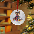 Load image into Gallery viewer, Custom Dog ArtYorkie Puppy Christmas Ornament | Personalized