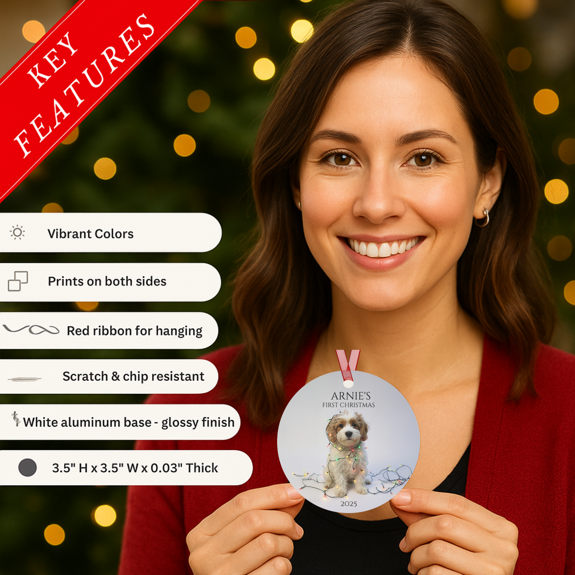 Cavapoo Puppy Christmas Ornament | Personalized