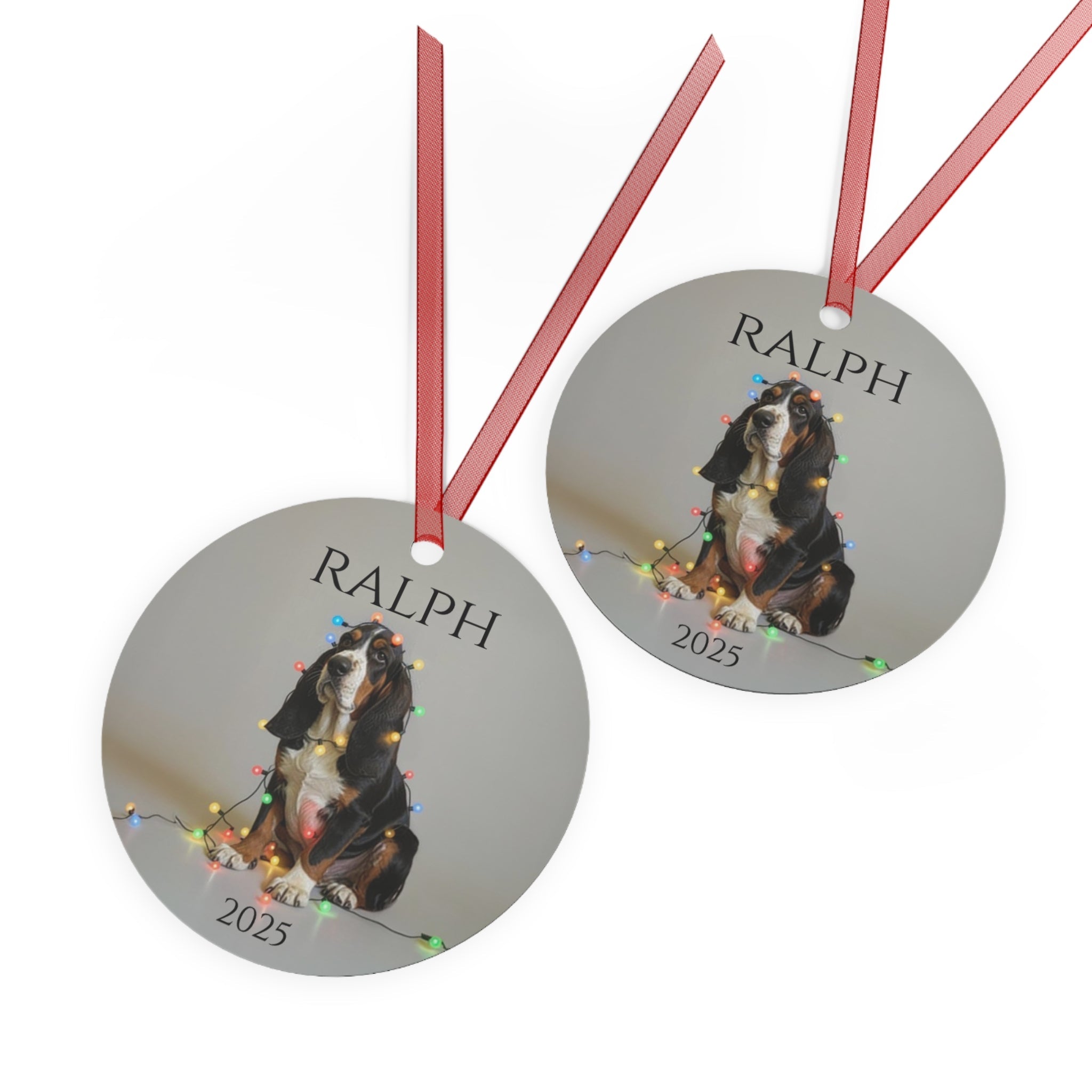 Custom Dog ArtBasset Hound Christmas Ornament | Personalized