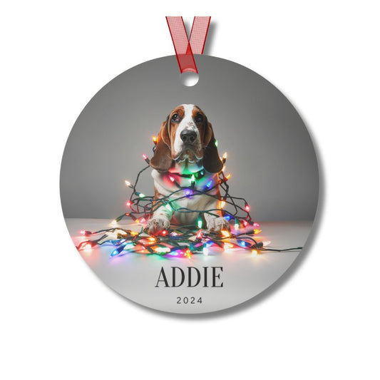 Custom Dog ArtBasset Hound Christmas Ornament | Personalized