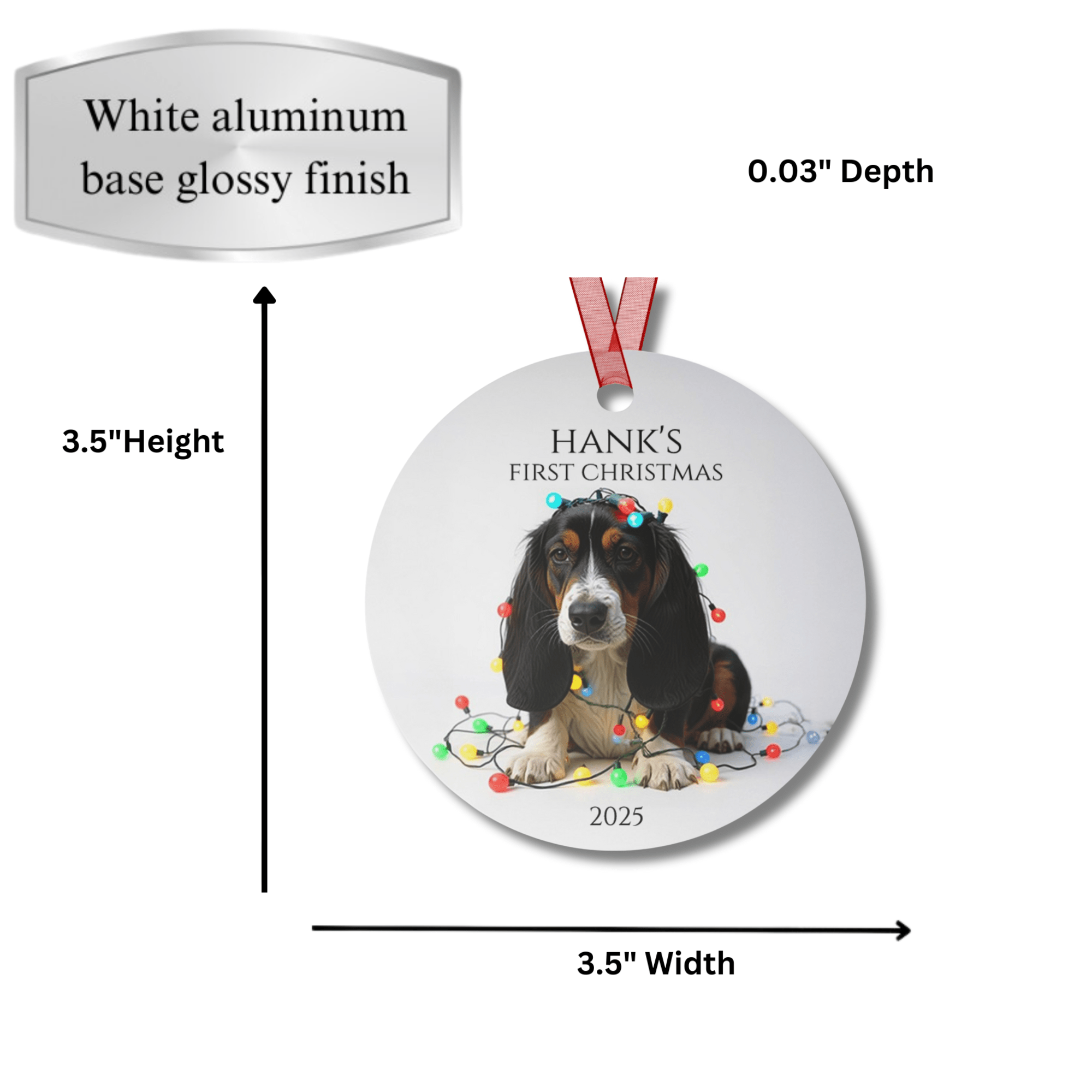 Custom Dog ArtBasset Hound Puppy Christmas Ornament | Personalized