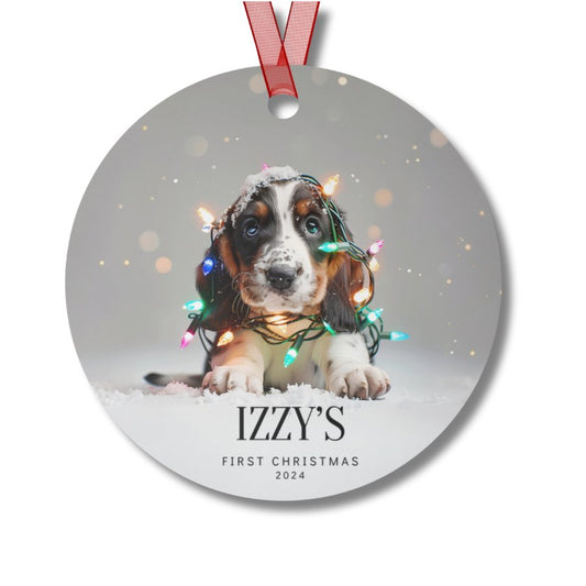 Custom Dog ArtBasset Hound Puppy Christmas Ornament | Personalized