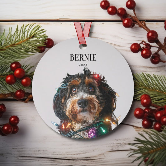 Custom Dog ArtBernedoodle Christmas Ornament | Personalized