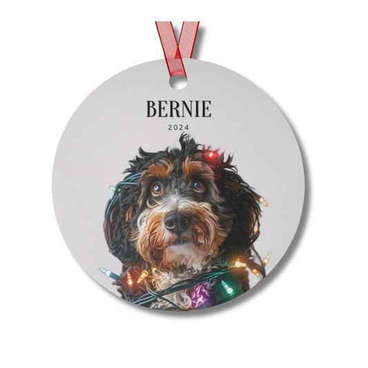 Custom Dog ArtBernedoodle Christmas Ornament | Personalized