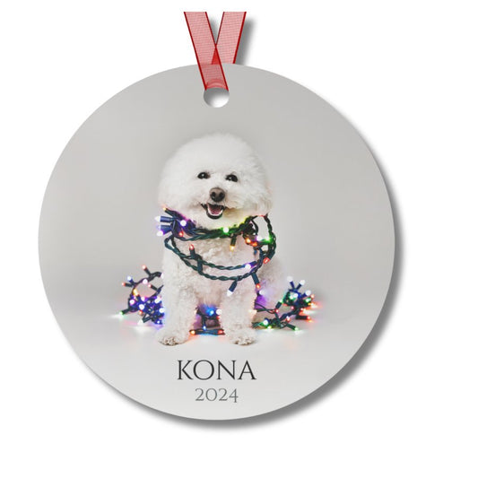 Custom Dog ArtBichon Frise Christmas Ornament | Personalized