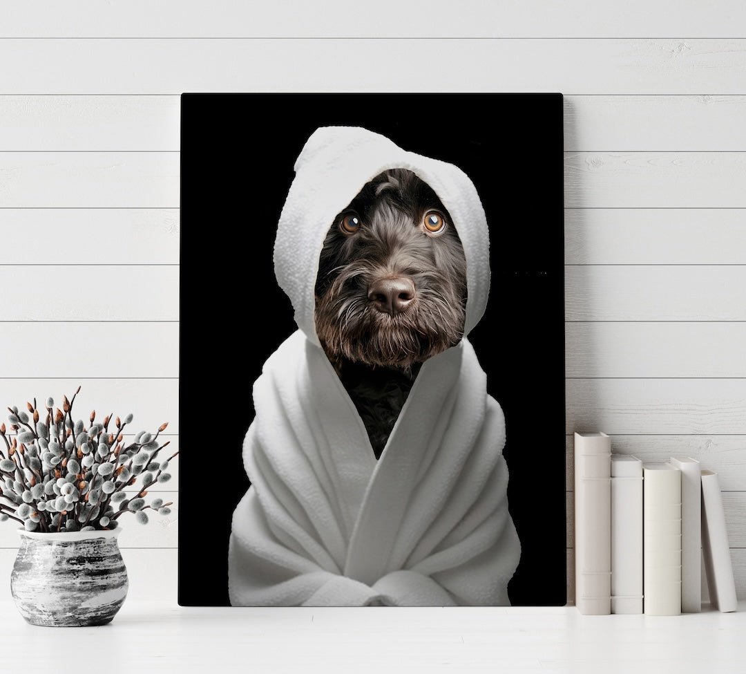 Goldendoodle Spa Art: Custom Dog Portrait for Bathrooms