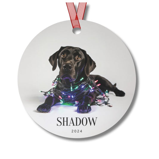 Custom Dog ArtBlack Lab Christmas Ornament | Personalized