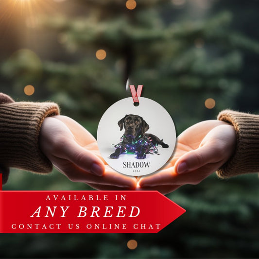 Custom Dog ArtBlack Lab Christmas Ornament | Personalized