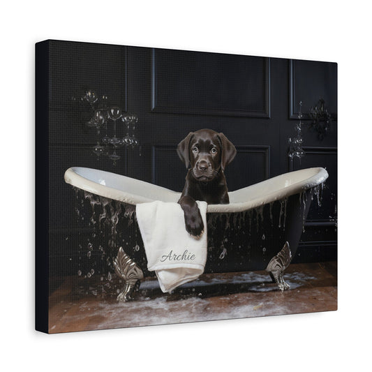 Custom Dog ArtBlack Lab Puppy Bathtub Art - Personalized Dog Bath Art