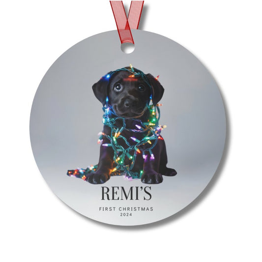 Custom Dog ArtBlack Lab Puppy Christmas Ornament | Personalized