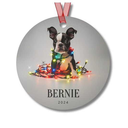 Custom Dog ArtBoston Terrier Christmas Ornament | Personalized