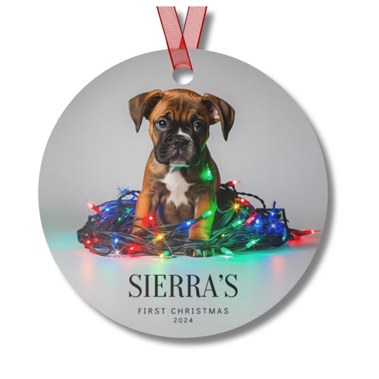 Custom Dog ArtBoxer Lab Puppy Christmas Ornament | Personalized