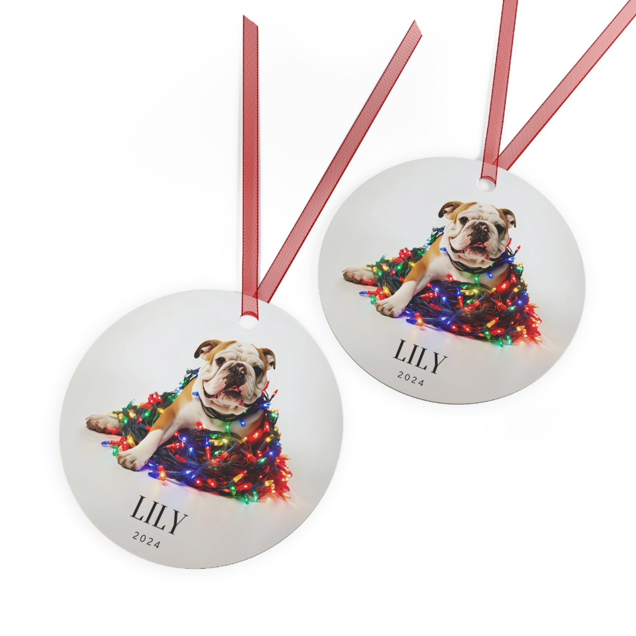 Custom Dog ArtBulldog Christmas Ornament | Personalized