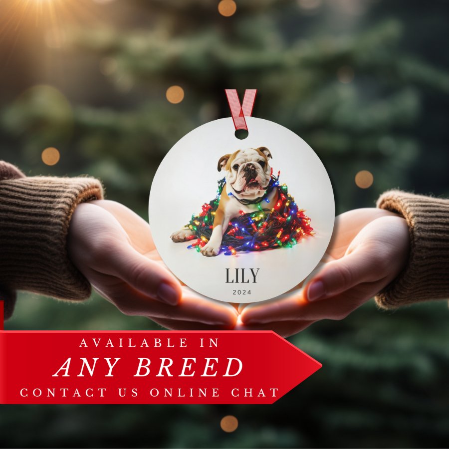 Custom Dog ArtBulldog Christmas Ornament | Personalized