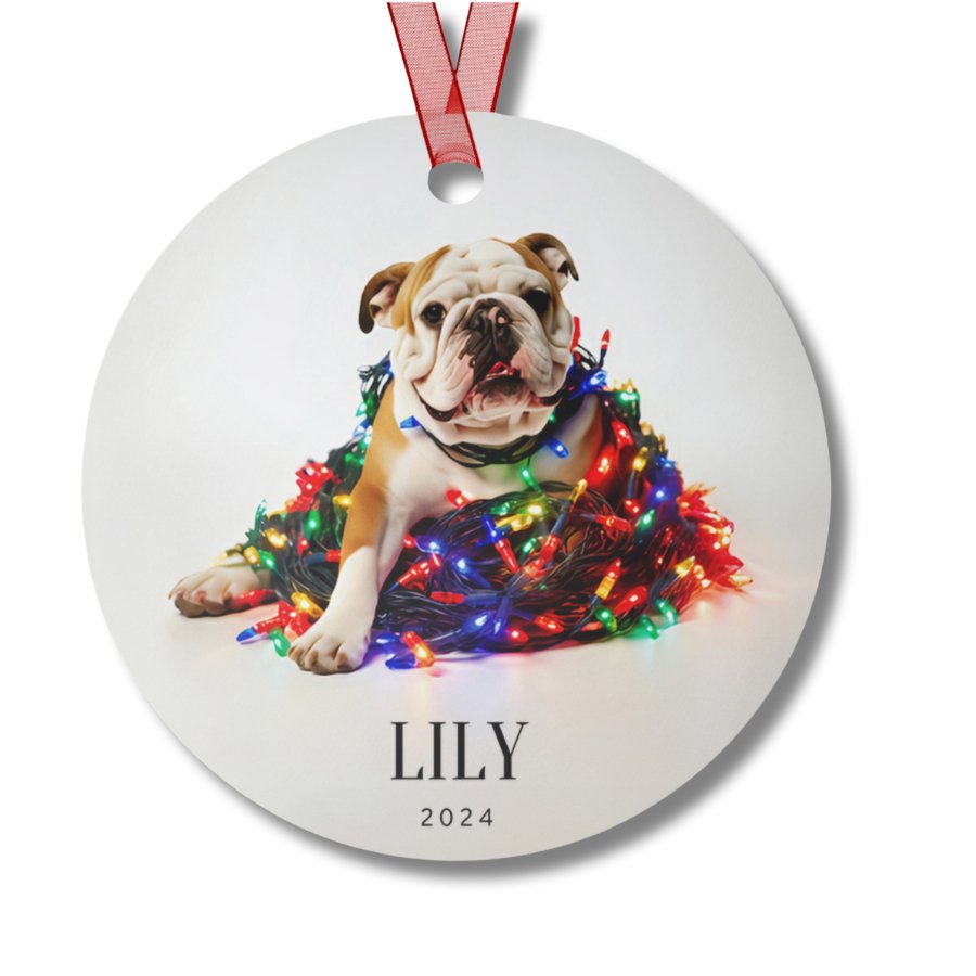 Custom Dog ArtBulldog Christmas Ornament | Personalized