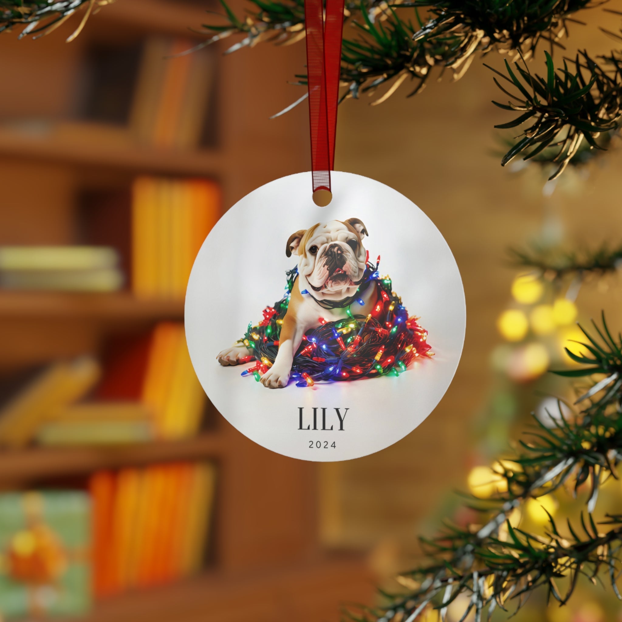 Custom Dog ArtBulldog Christmas Ornament | Personalized