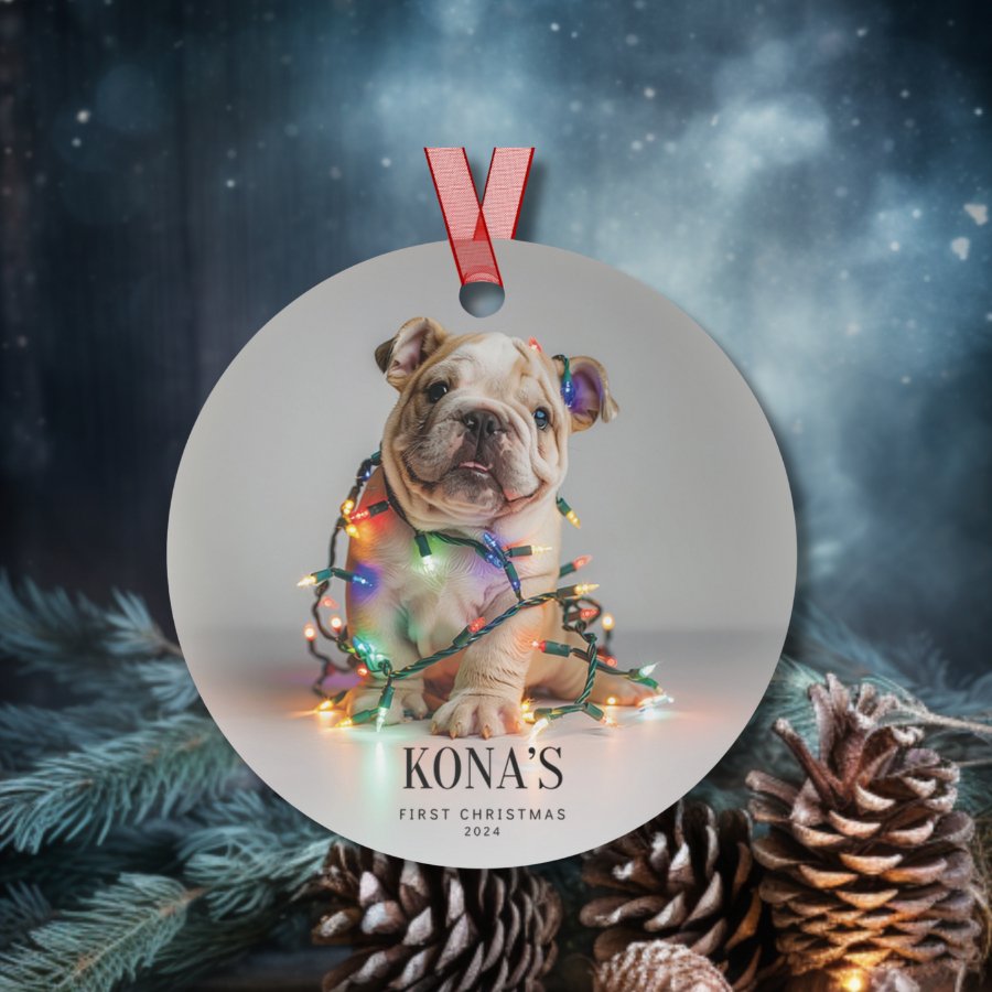 Custom Dog ArtBulldog Puppy Christmas Ornament | Personalized