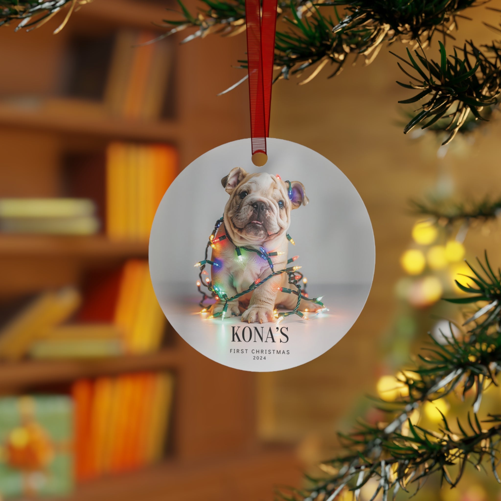 Custom Dog ArtBulldog Puppy Christmas Ornament | Personalized