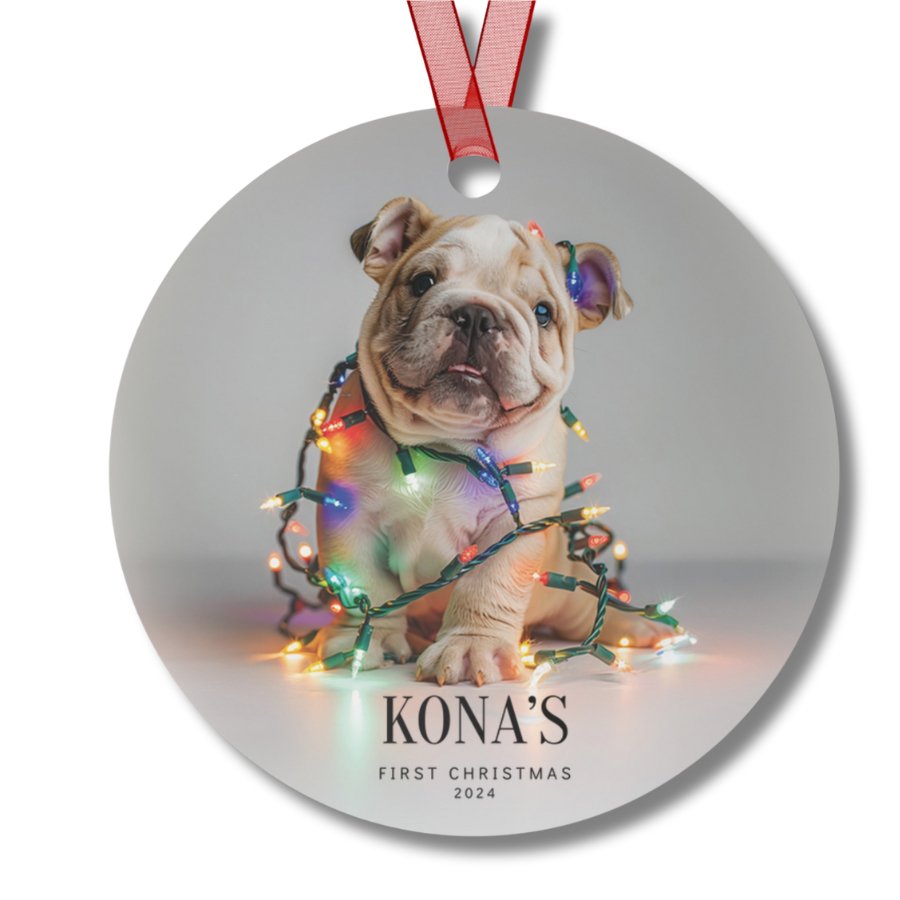 Custom Dog ArtBulldog Puppy Christmas Ornament | Personalized