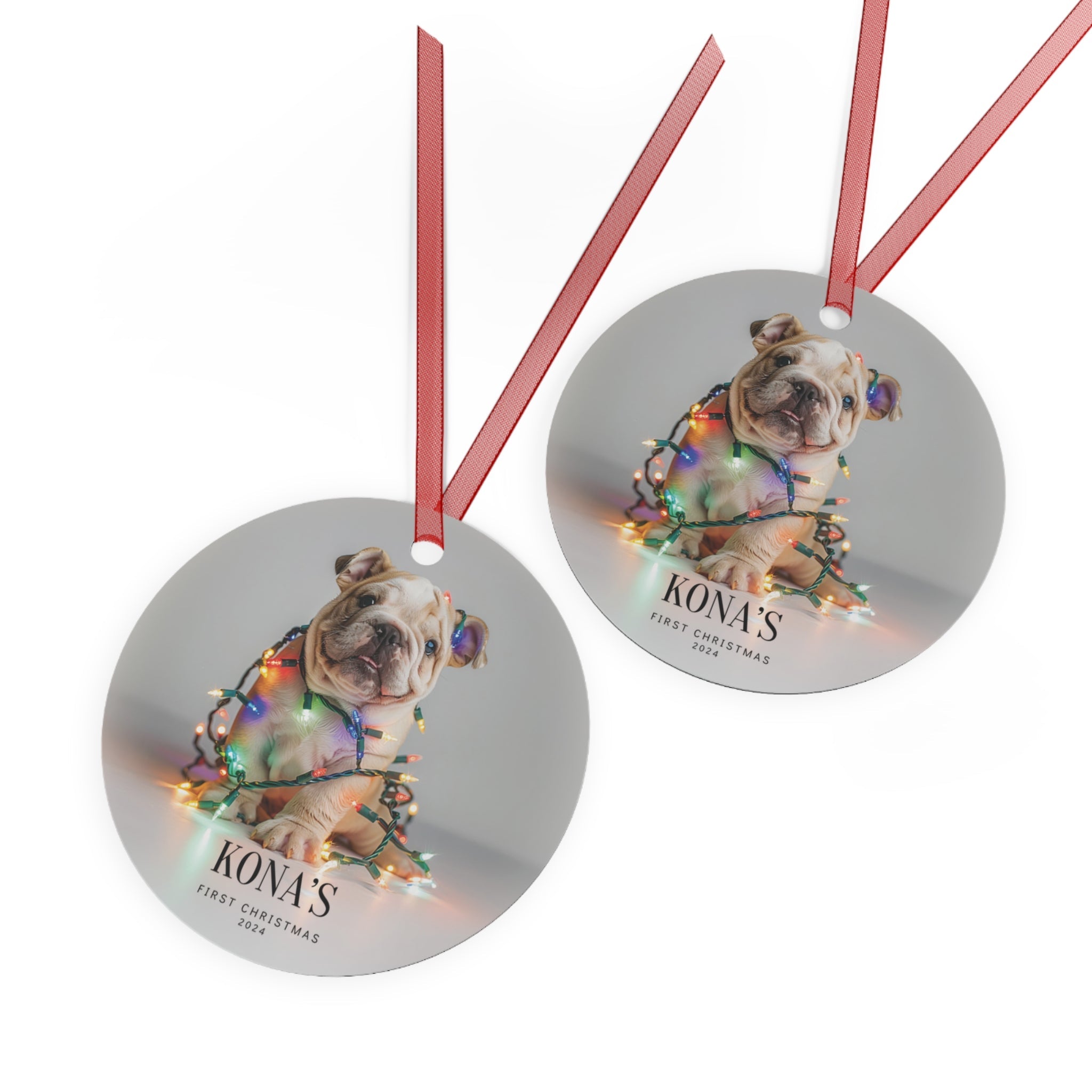 Custom Dog ArtBulldog Puppy Christmas Ornament | Personalized